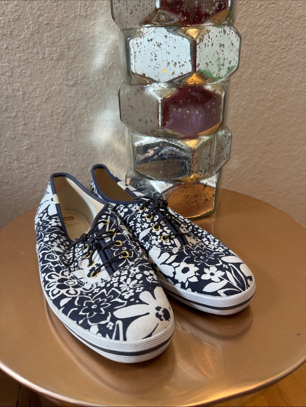 kate spade Navy & White Floral Slip-On Sneakers